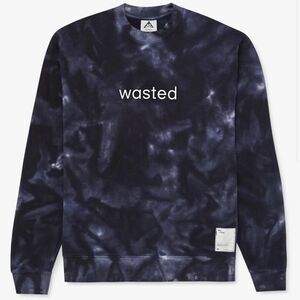 WASTED COLLECTIVE Good Times Space Dye Blue Sweatshirt LARGE NWT
